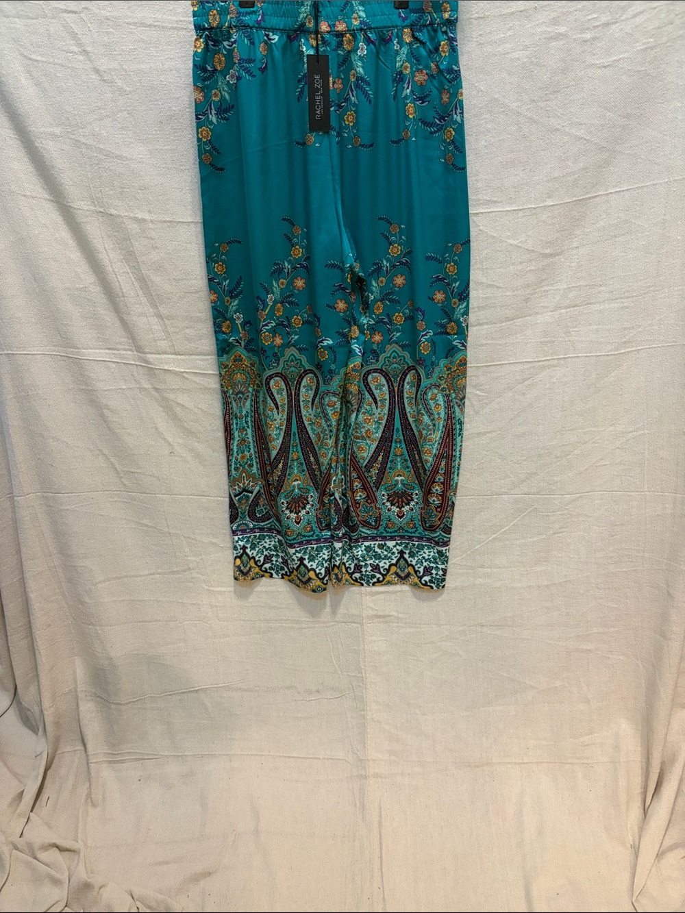 Rachel Zoe Teal Paisley Wide-Leg Pants